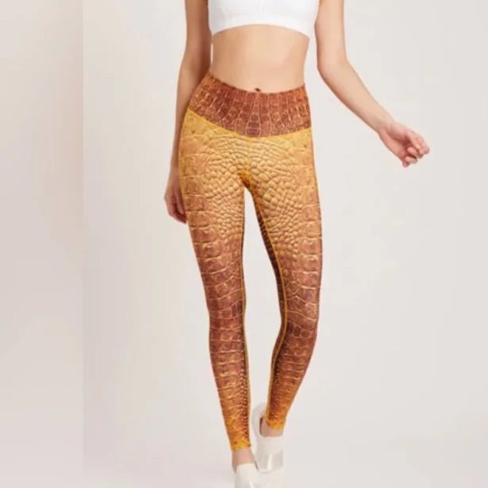 NWOT Niyama Sol Gold Croc High Waisted Barefoot Leggings Sz XS
